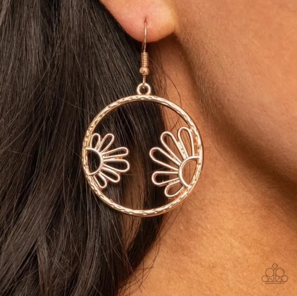Paparazzi: Demurely Daisy, Rose Gold Earrings - Picture 2 of 4